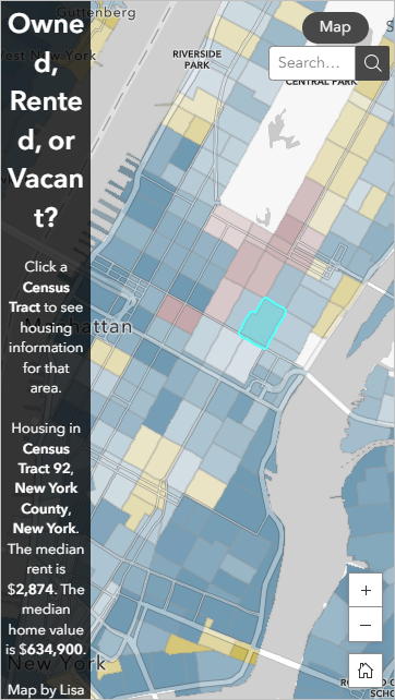 Map page on a small screen