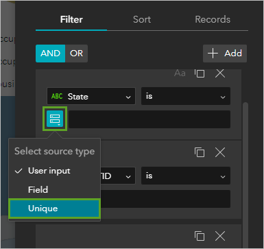 Unique option in Select source type menu