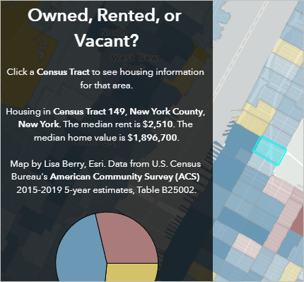 Finished Text widget displaying values for a selected tract