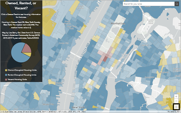 Web app with Map, Text, Chart, and Search widgets