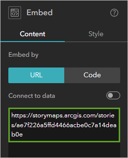 URL in the Embed pane