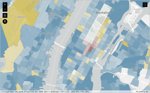 Map centered on Manhattan Island