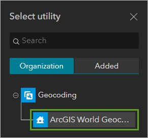 Select ArcGIS World Geocoding Service