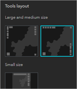 Second tools layout option selected for large and medium sized screen