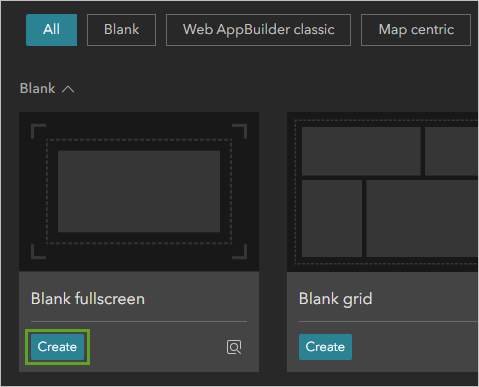 Create button on Blank fullscreen card