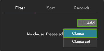 Clause set option in Add menu