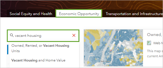Economic Opportunity tab and search bar