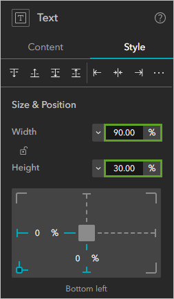 Width set to 90 percent and Height set to 30 percent