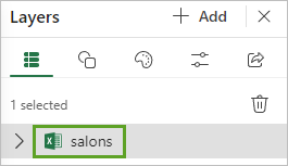 Layer name is renamed salons in the Layers pane.