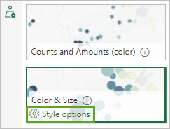 Style options for Color & Size style card