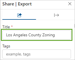 Title parameter in the Share map pane