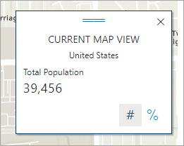 Infographic showing the total population of the map area