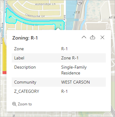 Zoning feature north of Koleeta Drive