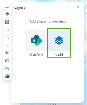 Add from ArcGIS button