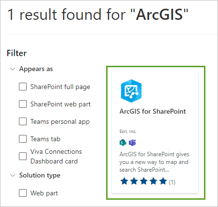 ArcGIS for SharePoint search result