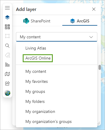 Public ArcGIS content option