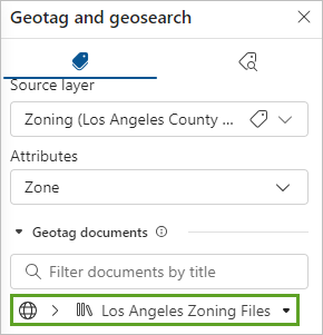 Geotag documents button