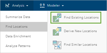 Find Existing Locations tool