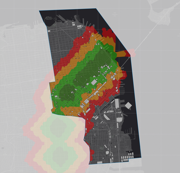 Vacant parcels on map