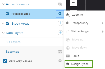 Design Types option