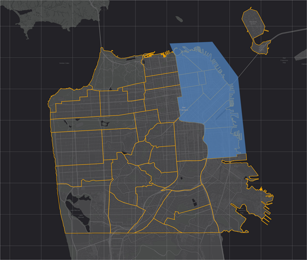 Map with neighborhoods and infill development boundaries