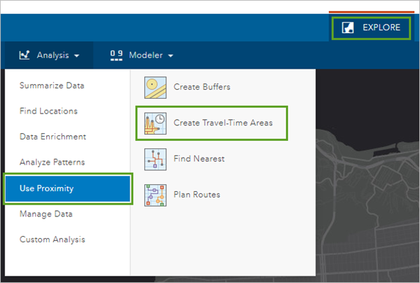 Create Travel-Time Areas tool