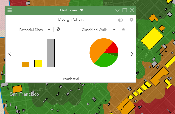 Map with parcels designed for land use types