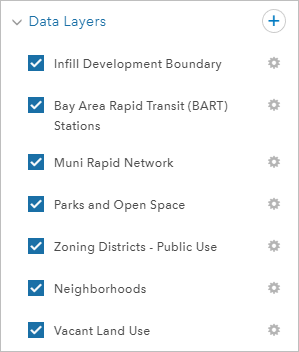 Data Layers list in Contents pane