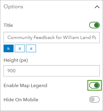 Enable Map Legend option turned on