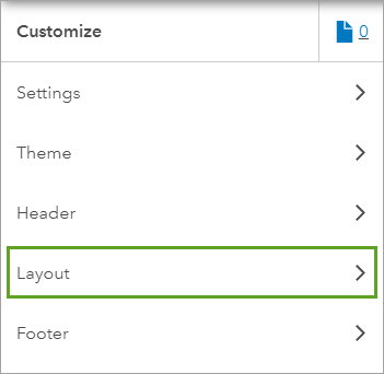 Layout option in Customize side panel