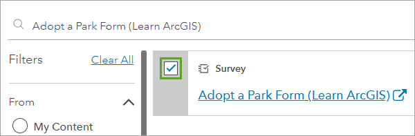 Adopt a Park Form (Learn ArcGIS) survey