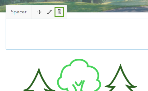 Delete button on the Spacer toolbar