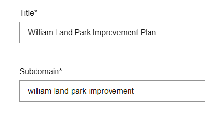 Title and Subdomain options