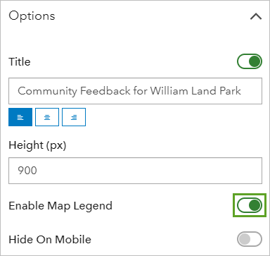 Enable Map Legend option turned on