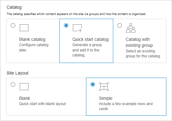 Catalog and Site Layout options