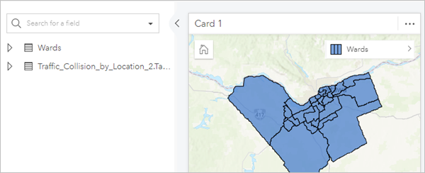 Workbook with two datasets and a map card