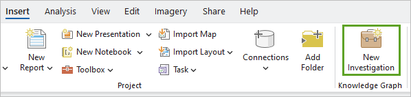 New Investigation button on the Insert tab