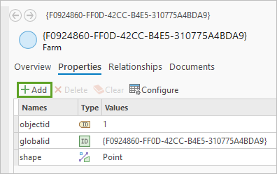Add button on the Properties tab