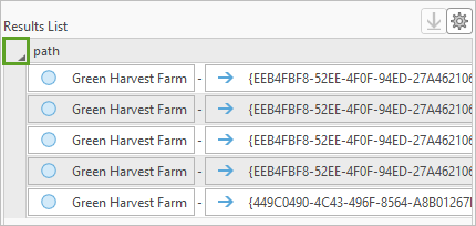 Expand arrow in results list