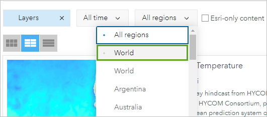 Filter region by the world.