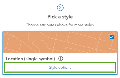 Options button on the Location (Single symbol) style card
