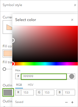 Select grey color #999999 under Outline
