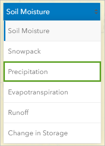 Precipitation in the application menu