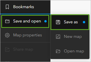 Save as in the Save and open options