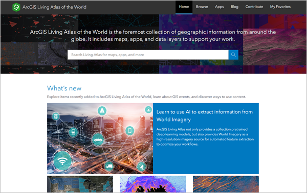 ArcGIS Living Atlas home page