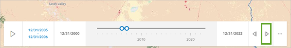 The Next button on the time slider, set to display data for the year 2006