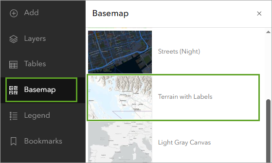 Terrain with Labels basemap