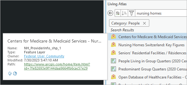Details for the Nursing Homes layer