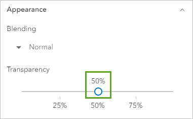 Transparency slider set to 50 percent