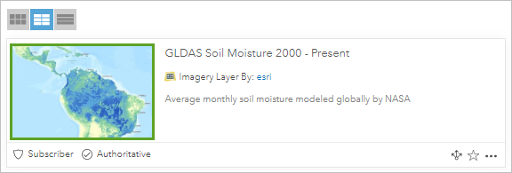 Thumbnail image on the GLDAS Soil Moisture 2000 - Present item card